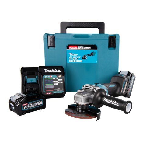Makita GA023GM201 Akku-Winkelschleifer 40V max. / 4,0 Ah, 2 Akkus + Ladegerät im MAKPAC EN