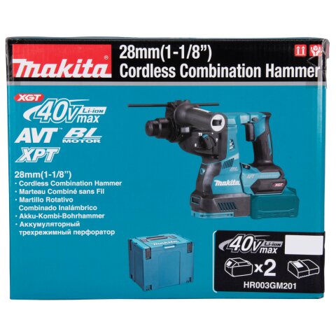 Makita HR003GM201 Akku-Kombihammer SDS-PLUS 40V max. / 4,0 Ah, 2 Akkus + Ladegerät im MAKPAC EN