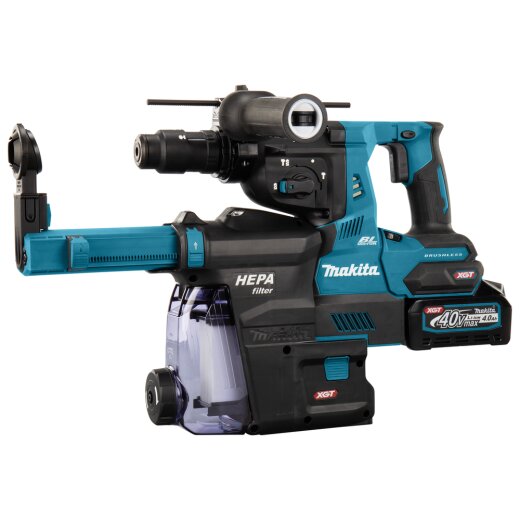 Makita HR004GM202 Akku-Kombihammer SDS-PLUS 40V max. / 4,0 Ah, 2 Akkus + Ladegerät im MAKPAC inkl. Staubabsaugung DX14 EN