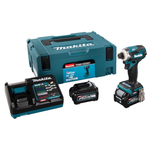 Makita TD001GD201 Akku-Schlagschrauber 40V max. / 2,5 Ah, 2 Akkus + Ladegerät im MAKPAC