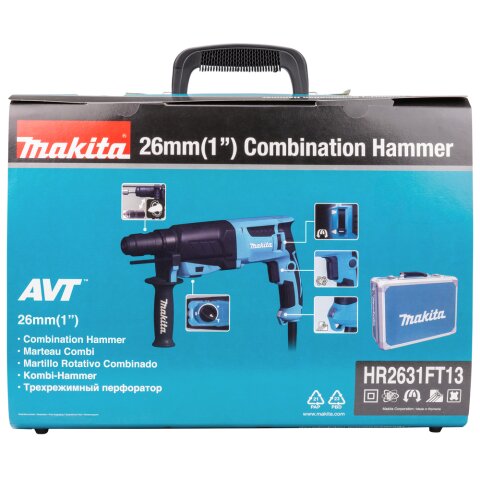 Makita HR2631FT13 Kombihammer für SDS-PLUS 26 mm im Alukoffer EN