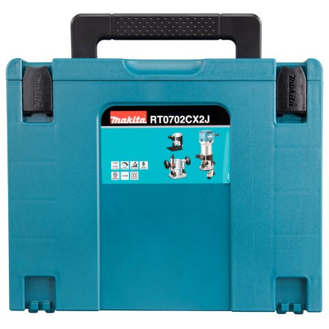 Makita RT0702CX2J Multifunktionsfräse 710 W inkl. Fräsmodule im MAKPAC EN
