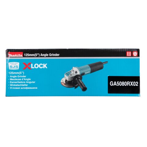 Makita GA5080RX02 Winkelschleifer X-LOCK 125 mm, 1.400 W inkl. 199710-5 Schutzhaubenabdeckung EN