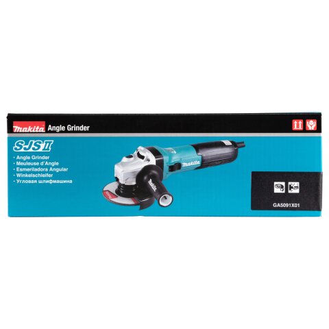 Makita GA5091X01 Winkelschleifer 125 mm, 1900 W, mit Bremse, Schiebeschalter und Elektronik EN