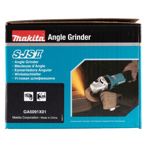 Makita GA5091X01 Winkelschleifer 125 mm, 1900 W, mit Bremse, Schiebeschalter und Elektronik EN