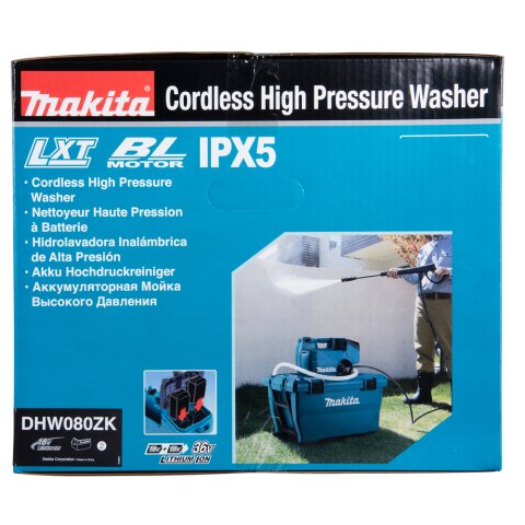 Makita DHW080ZK Akku-Hochdruckreiniger 2x18V (ohne Akku, ohne Ladegerät) inkl. Wasser- und Transportbox