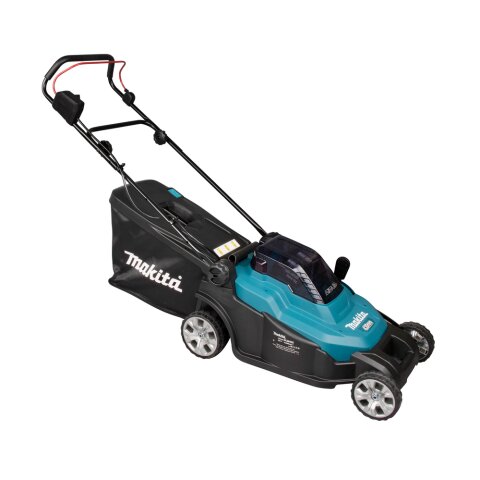 Makita DLM432PT2 Akku-Rasenmäher 2x18V / 5,0 Ah, 2 Akkus + Doppelladegerät