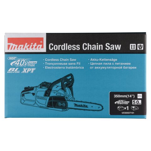 Makita UC025GT101 Akku-Kettensäge 40V max. / 5,0 Ah, 1 Akku + Ladegerät EN