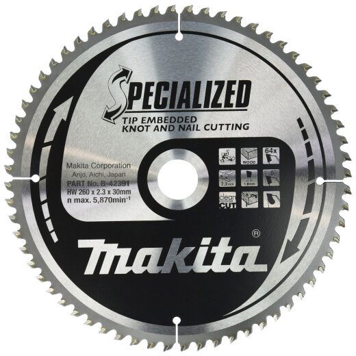 Makita B-42391 SPECIALIZED Sägeb.260x30x64Z