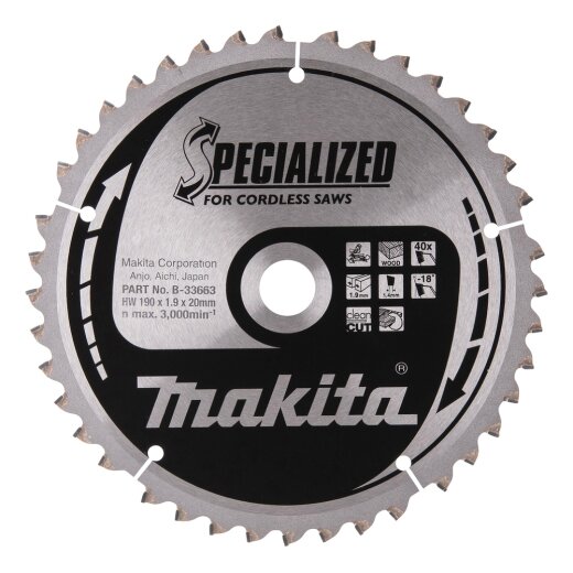Makita B-33663 MAKBLADE Sägeb. 190x20x40Z EN