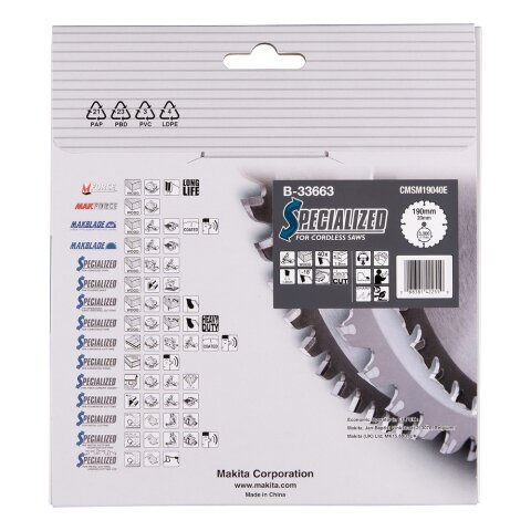 Makita B-33663 MAKBLADE Sägeb. 190x20x40Z EN