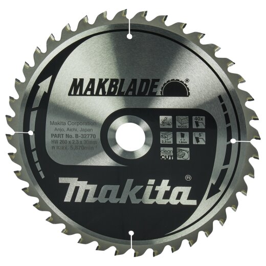Makita B-32770 MAKBLADE Sägeb. 260x30x40Z EN