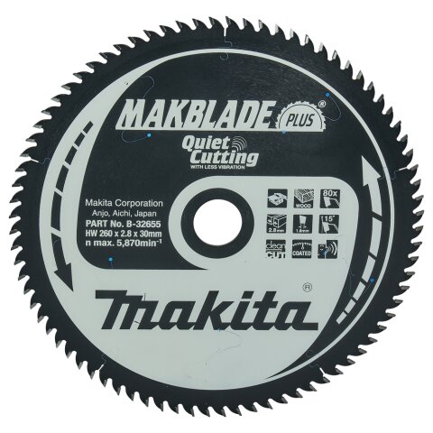 Makita B-32655 MAKBLADE+ Sägeb. 260x30x80Z EN