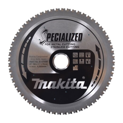 Makita B-47058 Sägeblatt f. INOX 150x20x60Z
