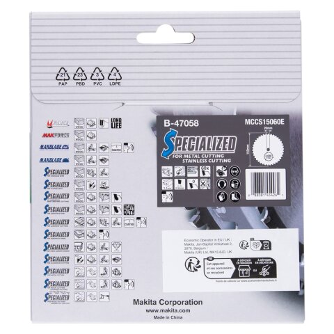 Makita B-47058 Sägeblatt f. INOX 150x20x60Z