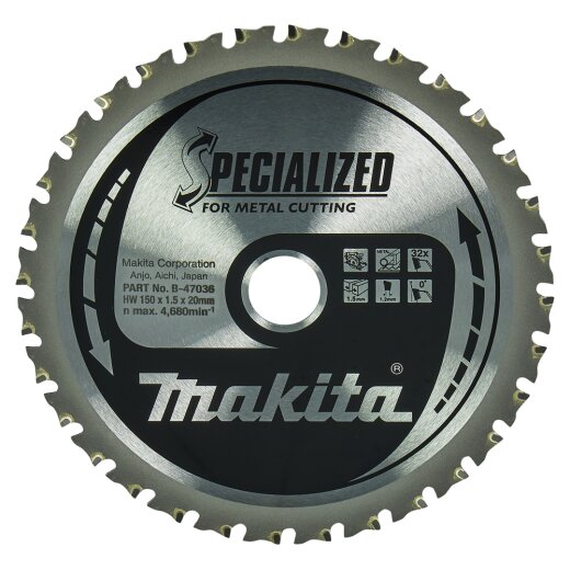 Makita B-47036 HM-Sägeblatt 150x20x32Z EN