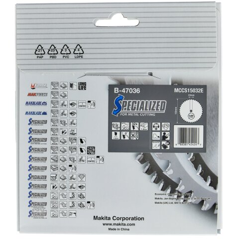 Makita B-47036 HM-Sägeblatt 150x20x32Z EN