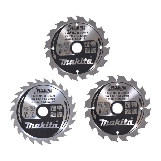 Makita B-33897 Sägeblatt-Set 136x20x16Z+24Z EN
