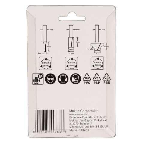 Makita D-53338 Fräser-Set 3-tlg. 6mm