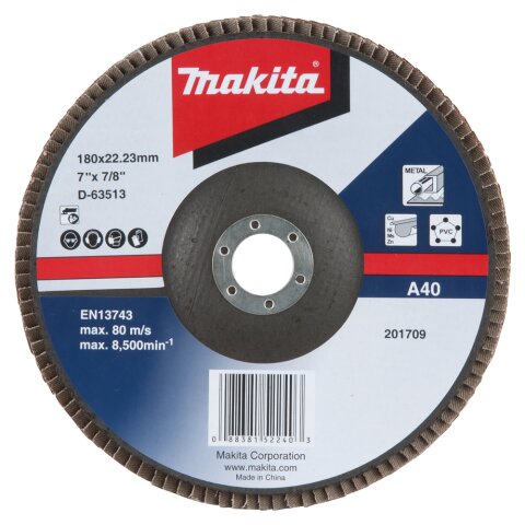 Makita D-63513 Fächerschleifscheibe 180mm A40 EN