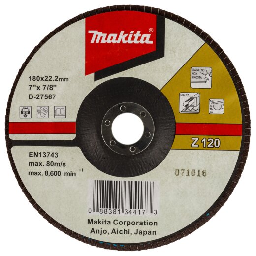 Makita D-27567 Fächerschleifscheibe 180mm Z120 EN