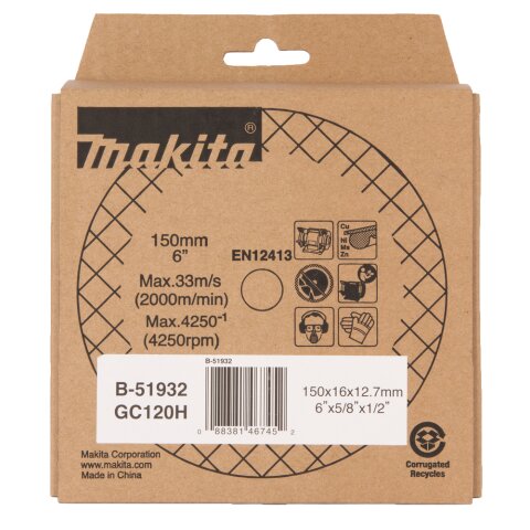 Makita B-51932 Schleifstein GC120H150x16x12,7 EN