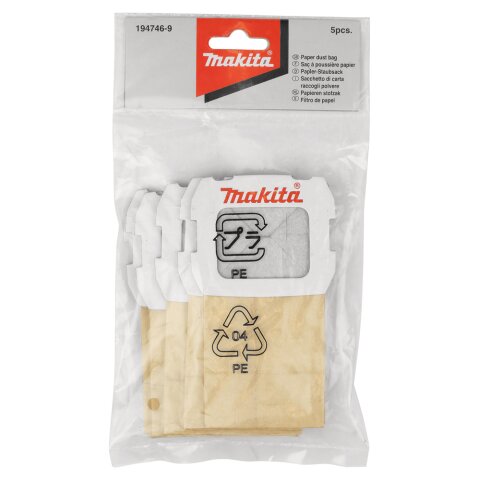 Makita 194746-9 Staubsack Papier 5Stk EN