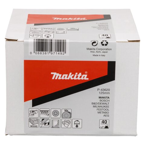 Makita P-43620 Schleifpapier Klett 125 K40 50St.