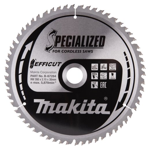 Makita B-67284 EFFICUT Sägeb.260x30x60Z EN