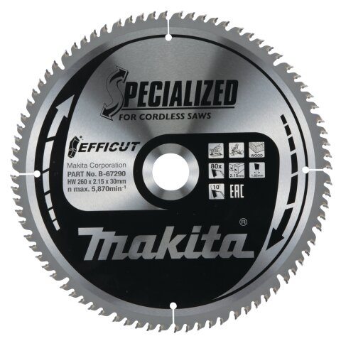 Makita B-67290 EFFICUT Sägeb.260x30x80Z
