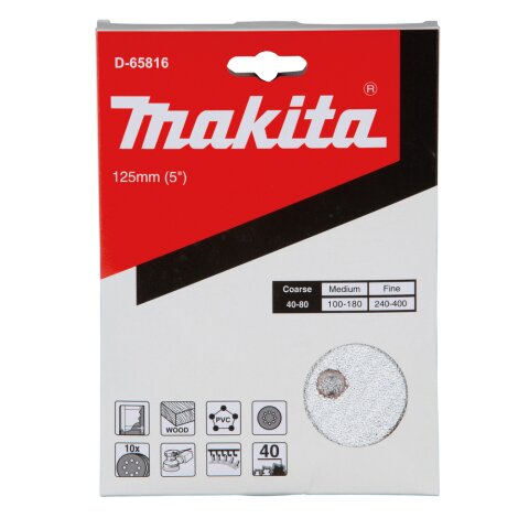 Makita D-65816 Schleifpapier Klett 125mm K40 (10)