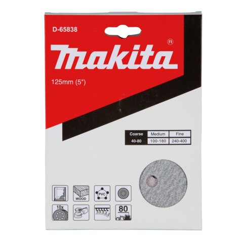 Makita D-65838 Schleifpapier Klett 125mm K80 (10)