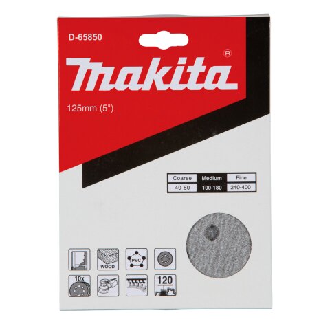Makita D-65850 Schleifpapier Klett 125mm K120(10)