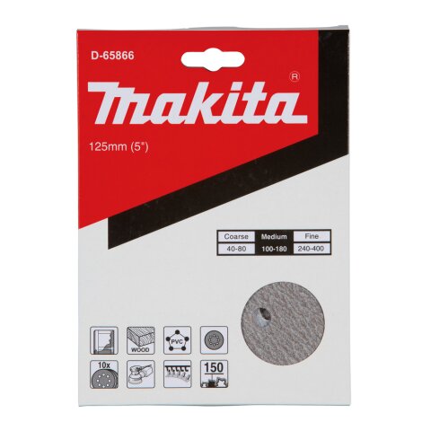 Makita D-65866 Schleifpapier Klett 125mm K150(10)