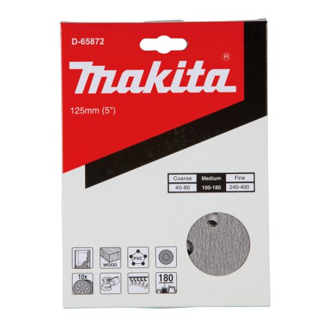 Makita D-65872 Schleifpapier Klett 125mm K180(10)