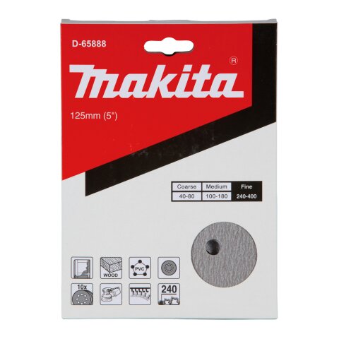 Makita D-65888 Schleifpapier Klett 125mm K240(10)