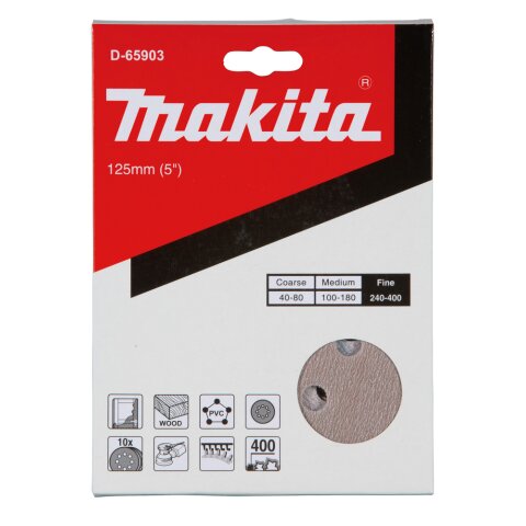 Makita D-65903 Schleifpapier Klett 125mm K400(10)