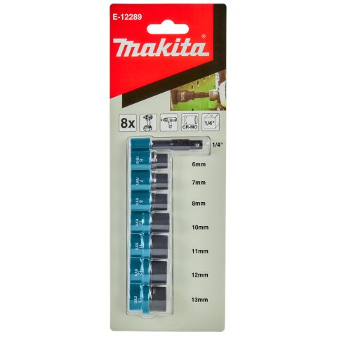 Makita E-12289 Stecknuss-Set 1/4"4KT 8tlg. EN