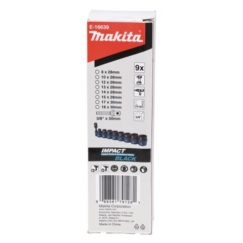 Makita E-16639 Schlagnuss-Set 9tlg 3/8"Im.Blk EN