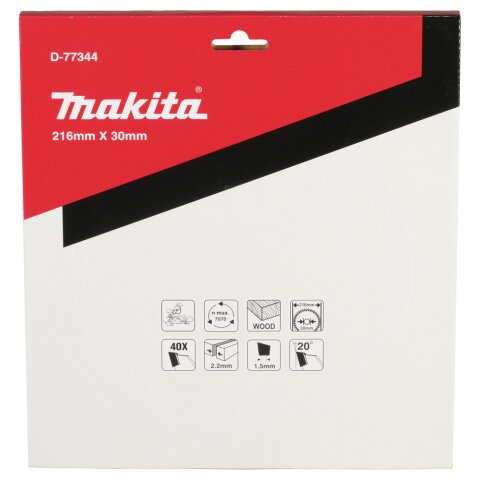 Makita D-77344 HM Sägeblatt 216x2,2x30mm 40Z EN
