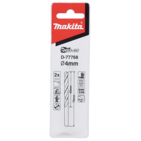 Makita D-77768 Metallbohrer HSS-GS 4,0x75mm EN