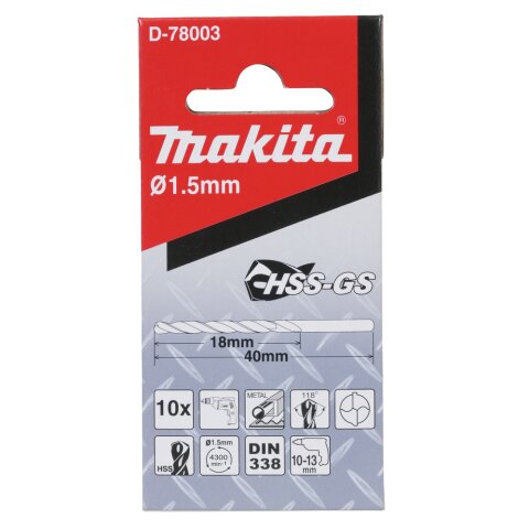 Makita D-78003 Metallbohrer HSS-GS 1,5x40mm