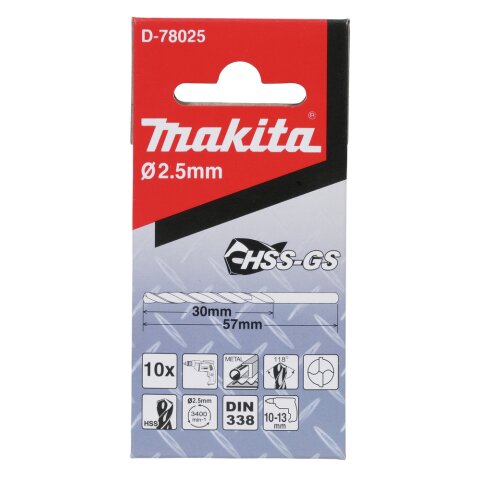 Makita D-78025 Metallbohrer HSS-GS 2,5x57mm