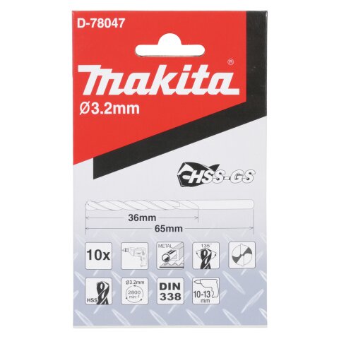 Makita D-78047 Metallbohrer HSS-GS 3,2x65mm