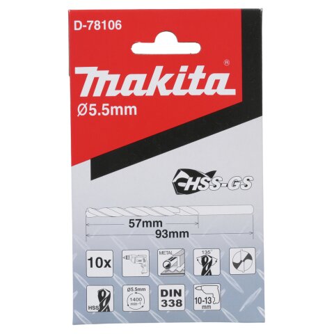 Makita D-78106 Metallbohrer HSS-GS 5,5x93mm
