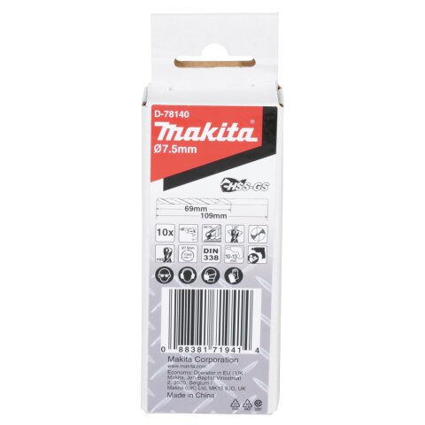 Makita D-78140 Metallbohrer HSS-GS 7,5x109mm