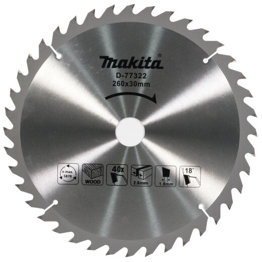 Makita D-77322 HM Sägeblatt 260x40Zx30mm EN