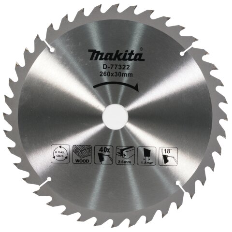 Makita D-77322 HM Sägeblatt 260x40Zx30mm EN