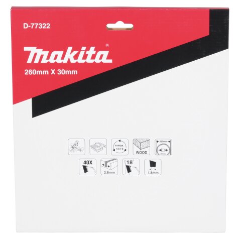 Makita D-77322 HM Sägeblatt 260x40Zx30mm EN