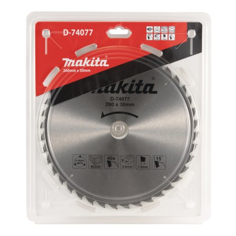 Makita D-74077 Sägeblatt 260x1,8x30mm 40Z EN